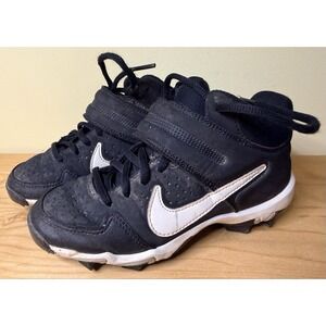 NIKE A07582-001 Baseball / Football Mid Cleats Black/white Unisex Sz 2Y KIDS